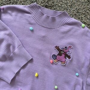 Disney Pixar Inside Out Bing Bong Pom Pom‎ Short Sleeve Sweater Top Knit Blouse